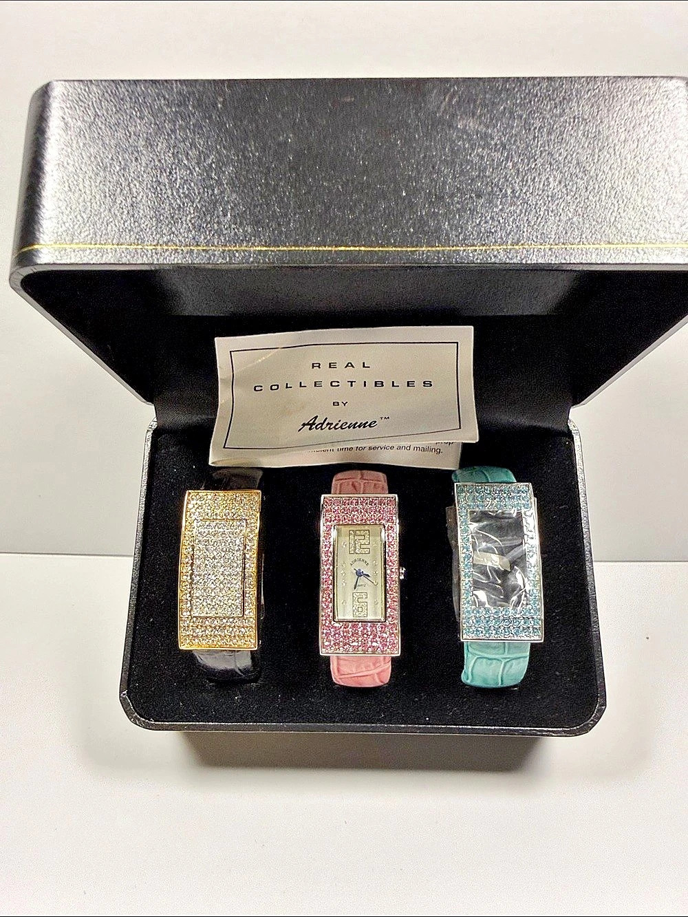 Adrienne Real Collectibles Three-Piece Rhinestone Watch Set